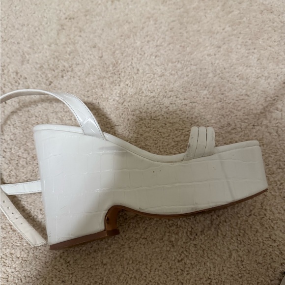 Lulu's Croc-Embossed White Platform Sandals - Picture 2 of 3